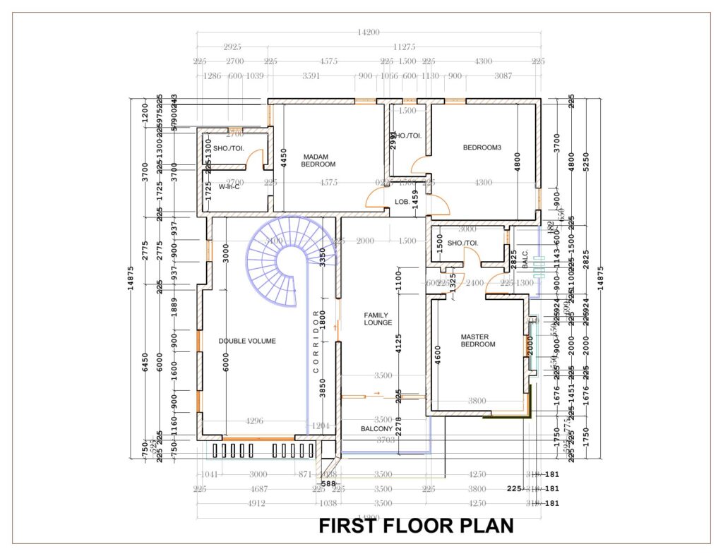Typical 5-bedroom detached duplex: first floor plan