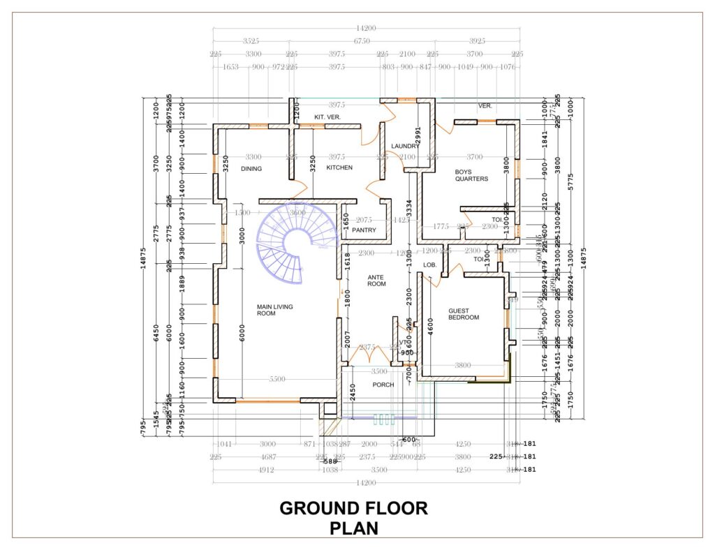 Typical 5-bedroom detached duplex: ground floor plan