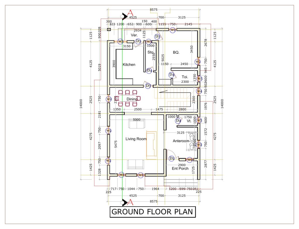 Typical 5-bedroom duplex: ground floor plan