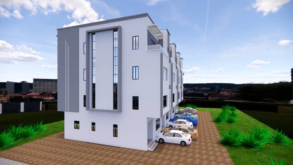 Four-storey terrace block: end elevation